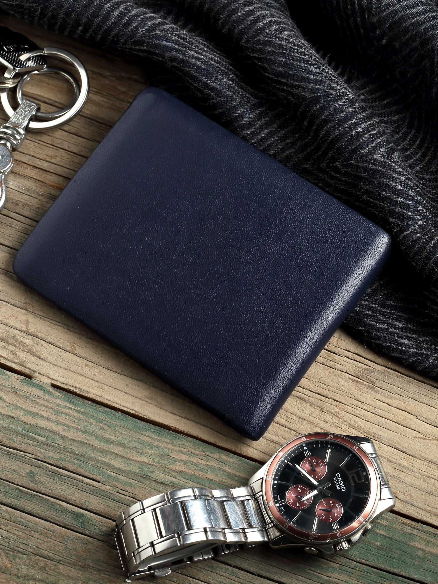Mens' Soft Bi Fold Wallet - Navy Blue