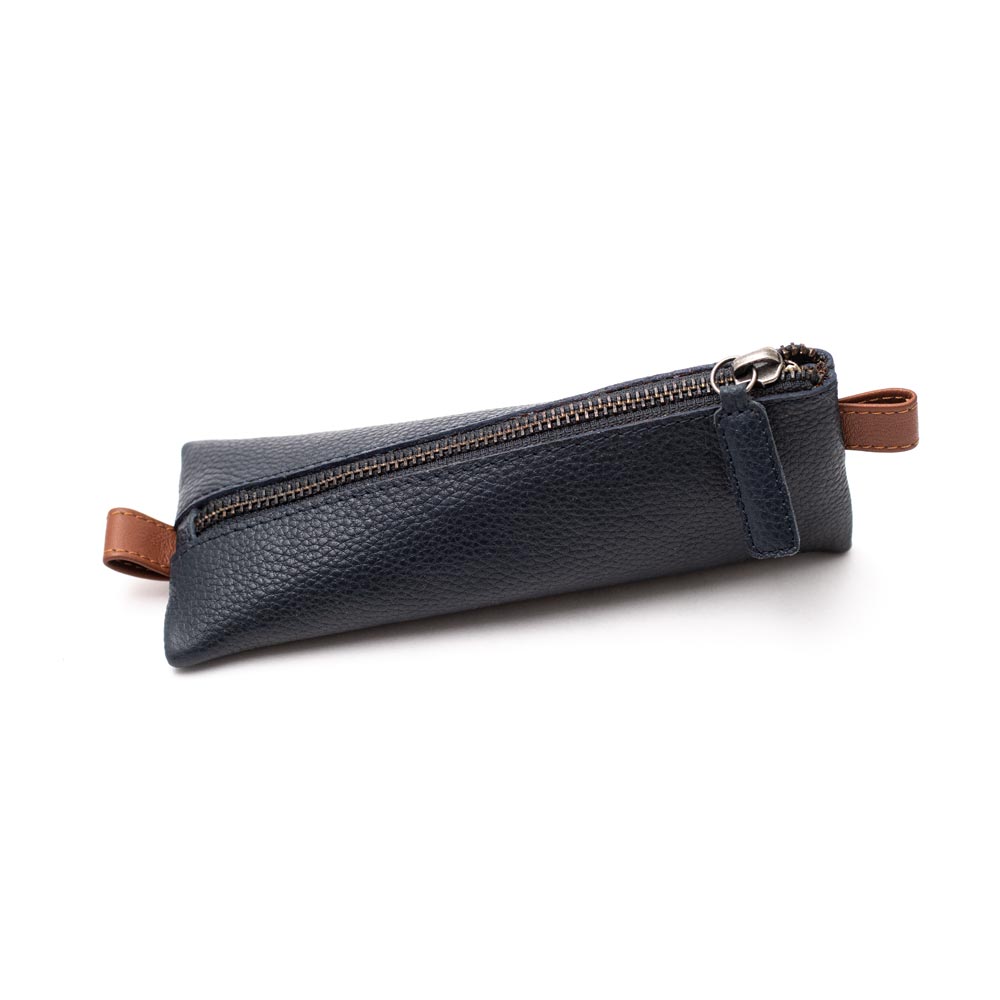 Chic Pencil Case - Navy / Tan