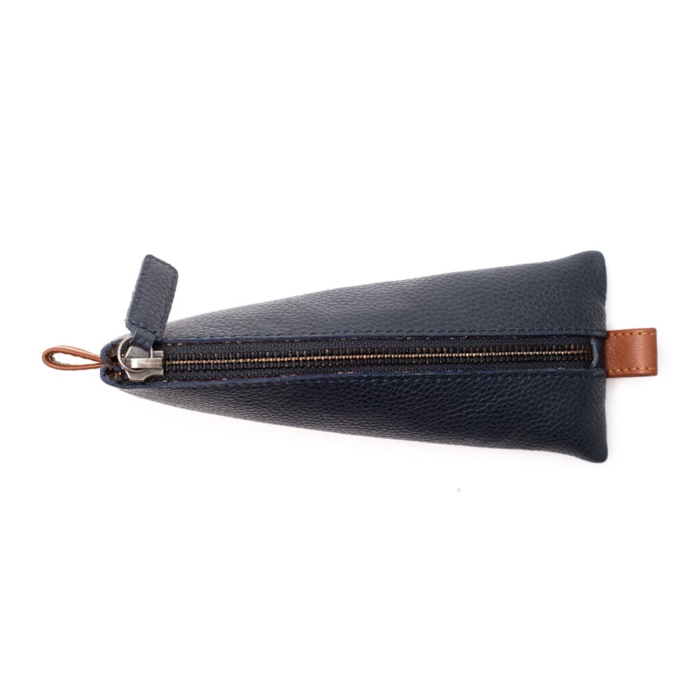 Chic Pencil Case - Navy / Tan