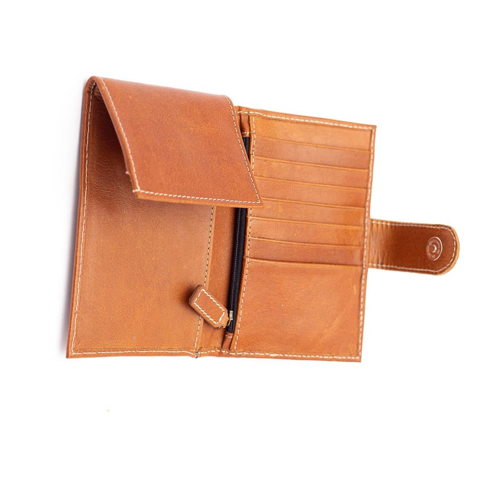 Jet Setter Bi Fold Travel Wallet - Cognac