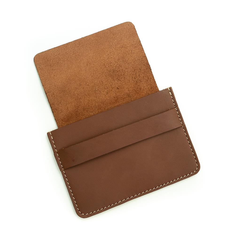Suave Business Card Holder with Flap - Mocha brown