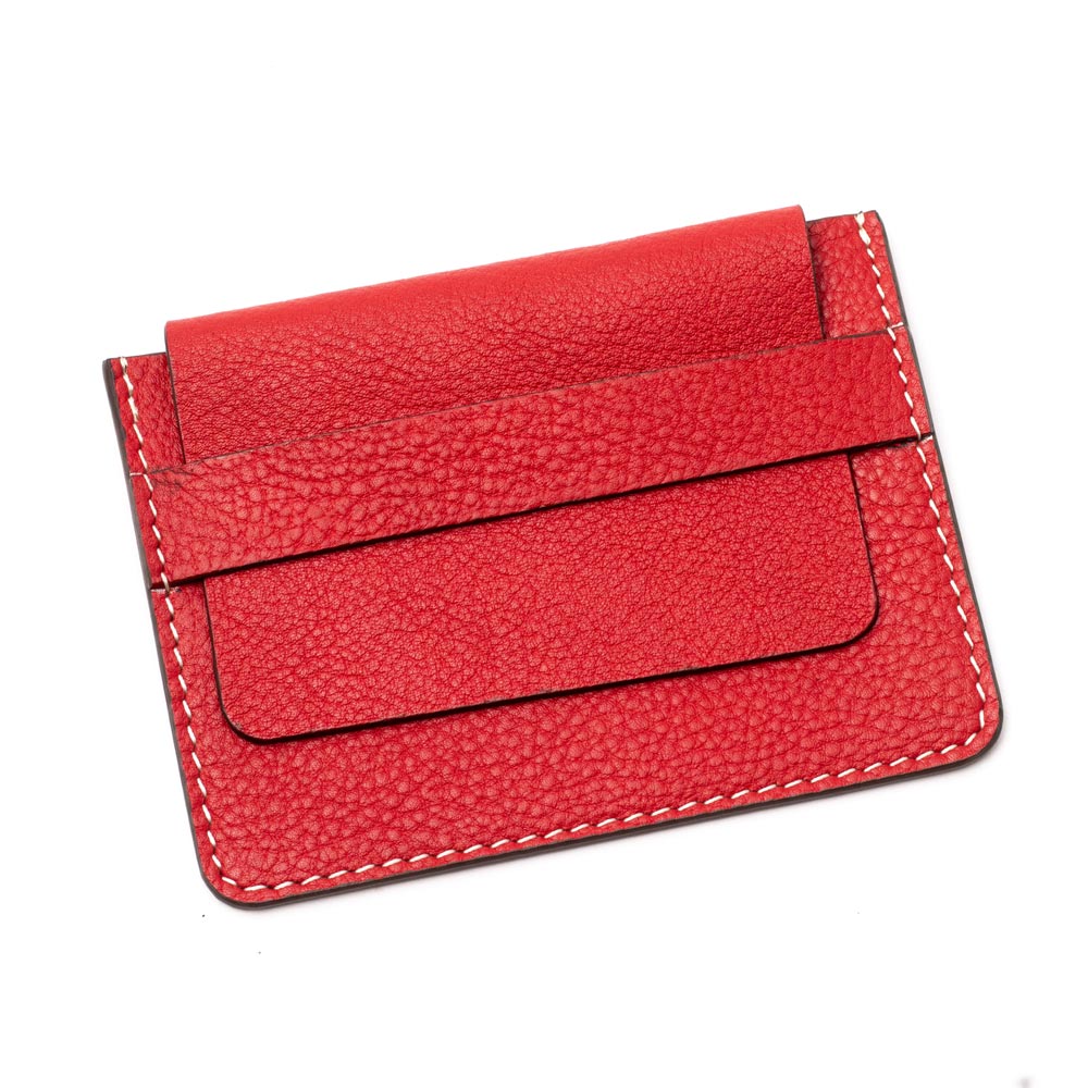 Suave Business Card case with Flap - Scarlet Red