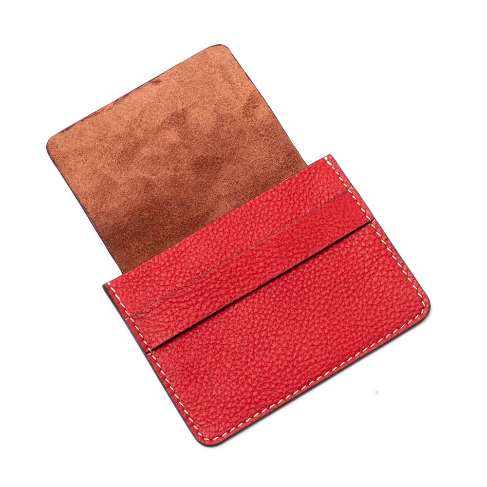 Suave Business Card case with Flap - Scarlet Red