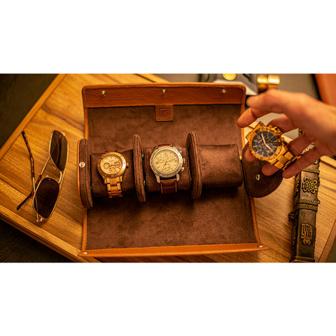 Travellers watch roll box - Tan
