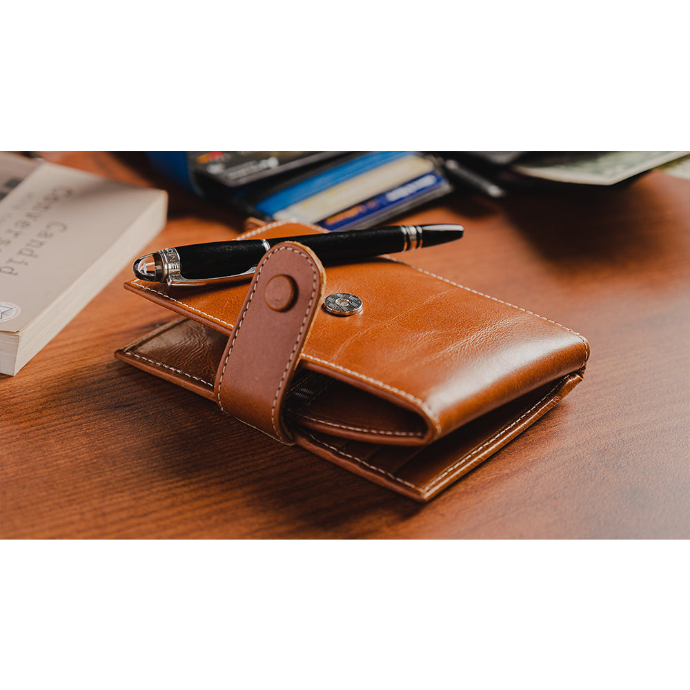 Jet Setter Bi Fold Travel Wallet - Cognac